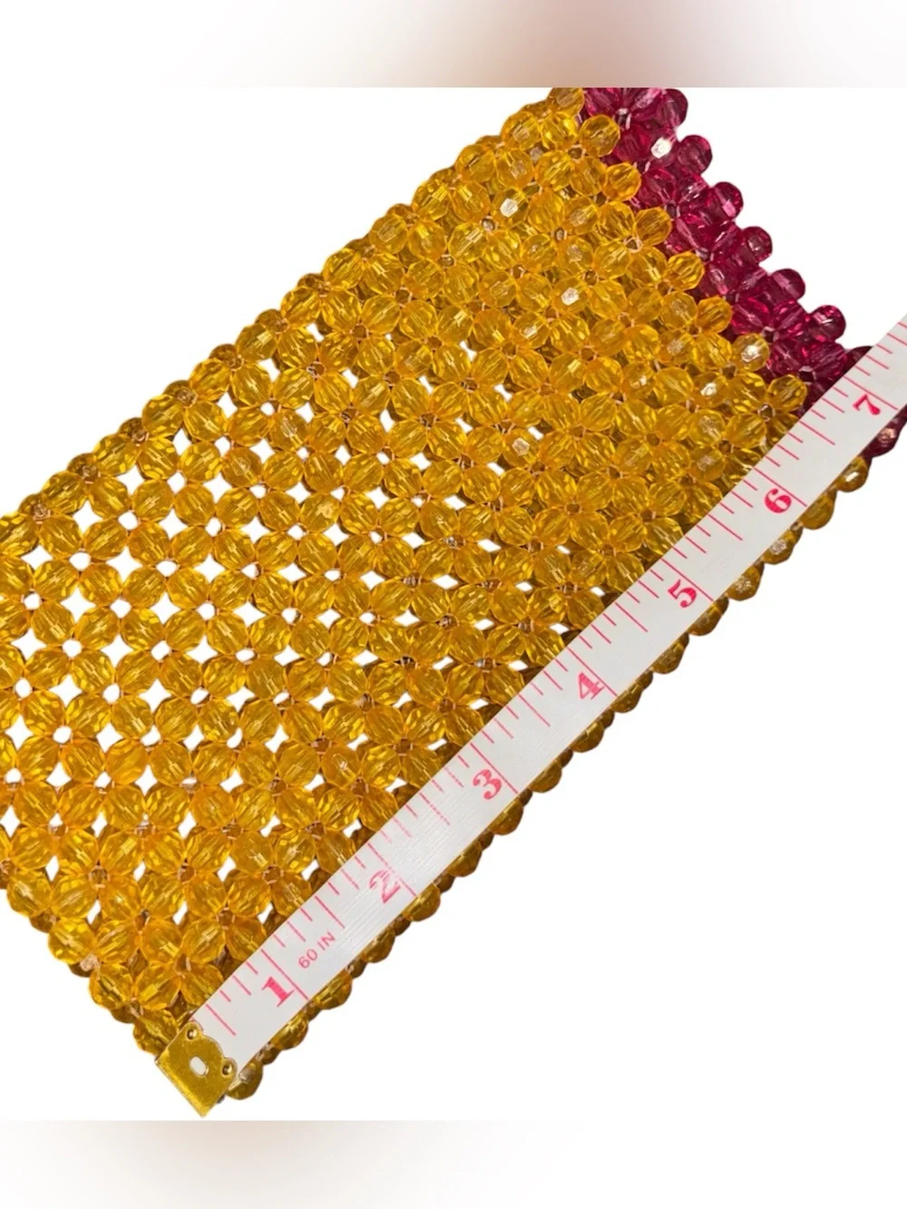 Handmade Acrylic Beaded Two-Tone Crossbody Phone Case Hot Pink/Yellow